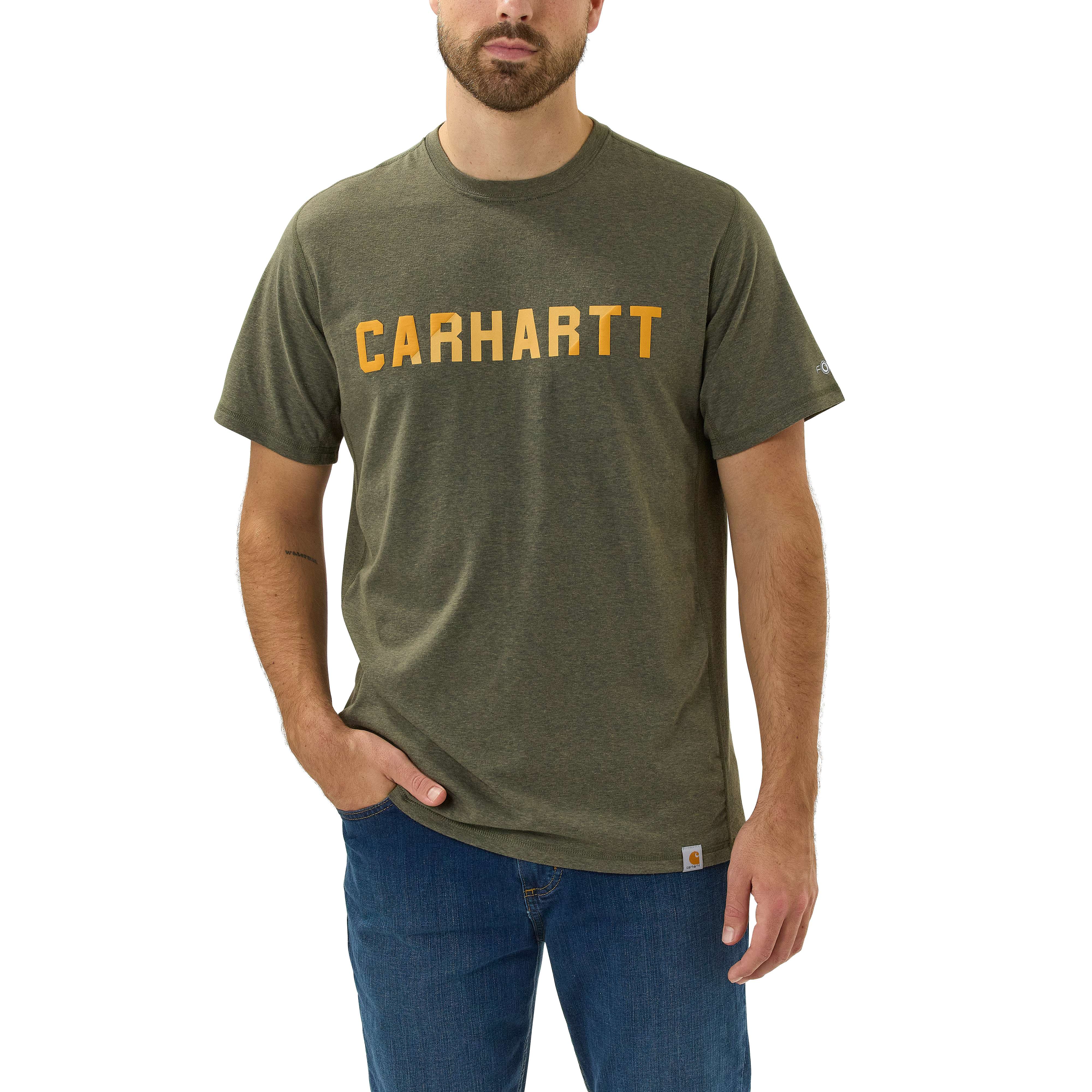 CARHARTT FORCE™ RELAXED FIT MIDWEIGHT SHORT-SLEEVE BLOCK LOGO GRAPHIC  T-SHIRT