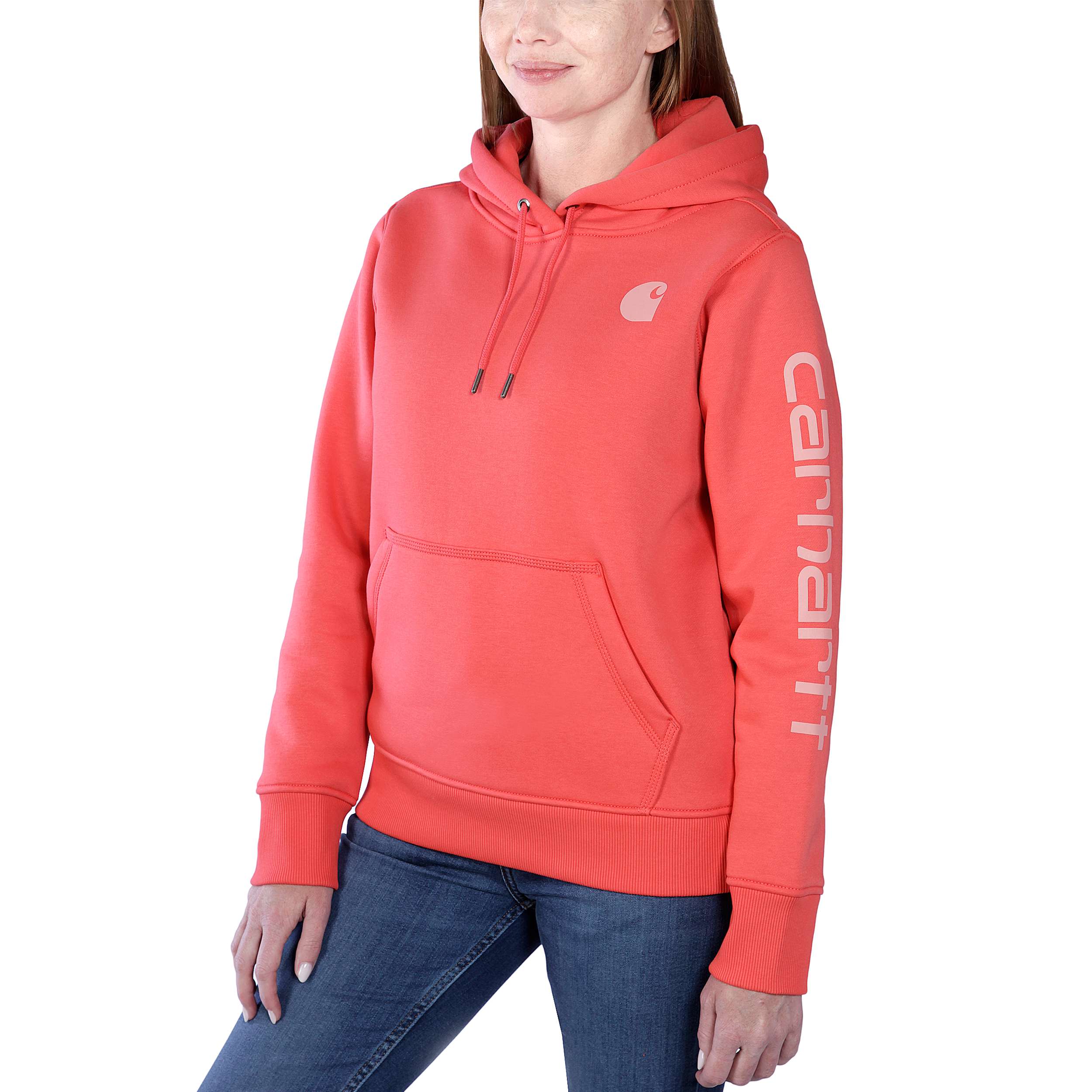 Carhartt women's regular clarksburg best sale sleeve logo hooded sweatshirt