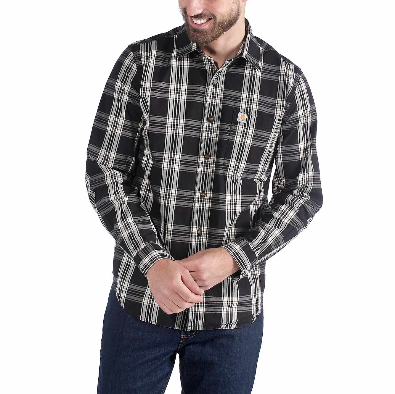 Picture of LONG-SLEEVE ESSENTIAL OPEN COLLAR SHIRT PLAID