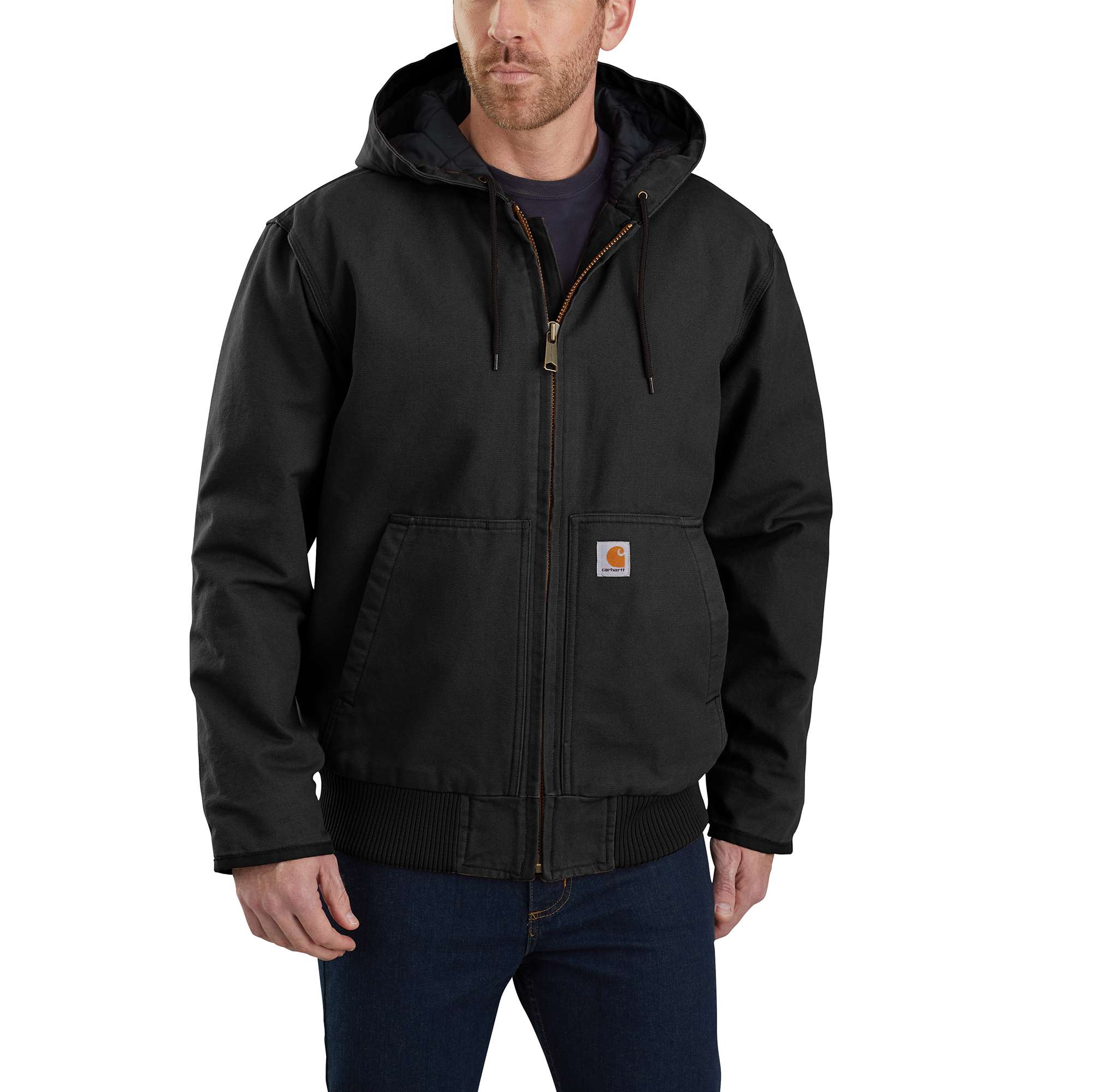 Carhartt - Washed Duck - Gevoerde Active Werkjas met Capuchon - Heren -  Zwart - maat