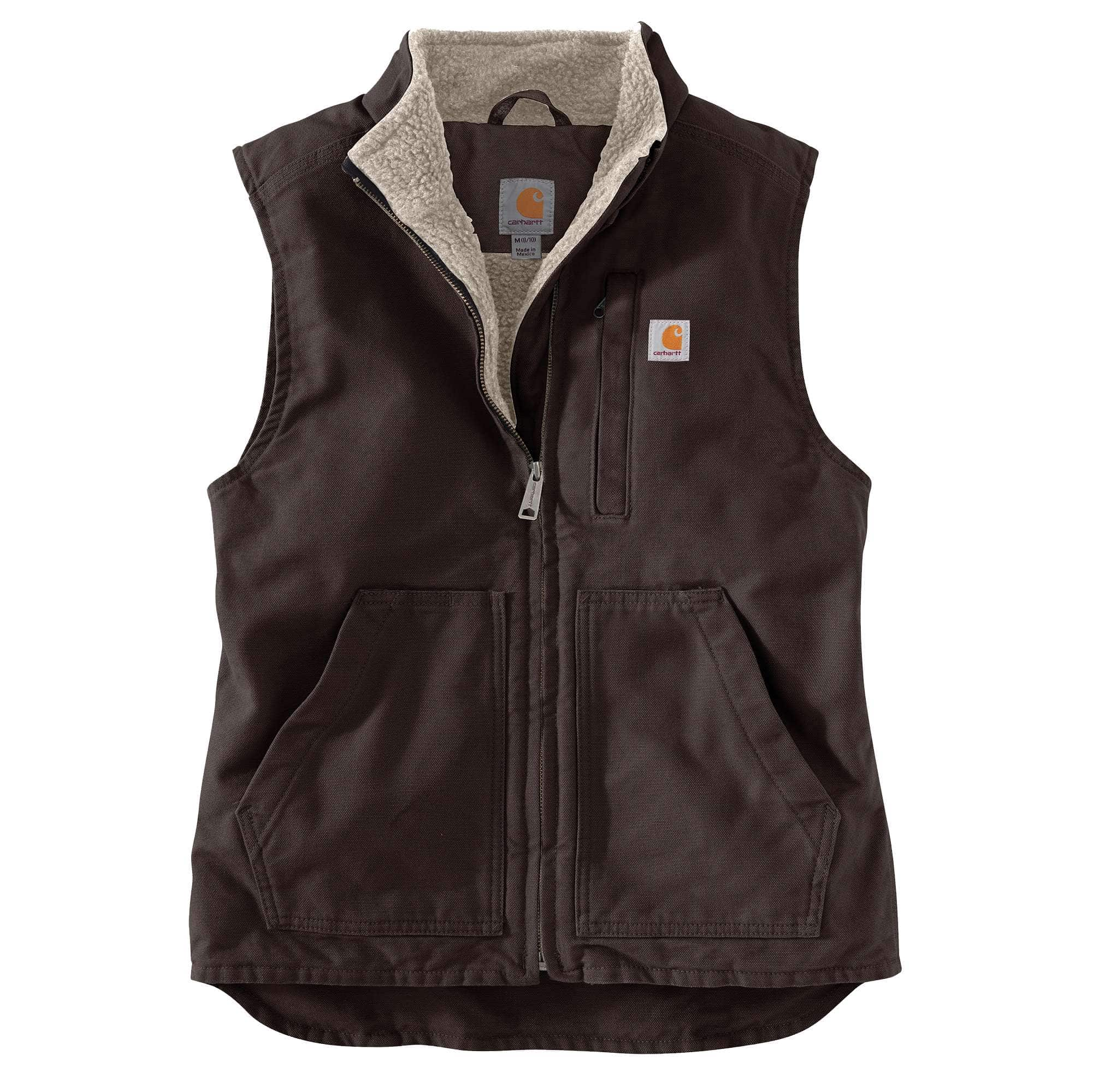 WOMEN'S RELAXED FIT WASHED DUCK SHERPA LINED MOCK NECK VEST - Carhartt