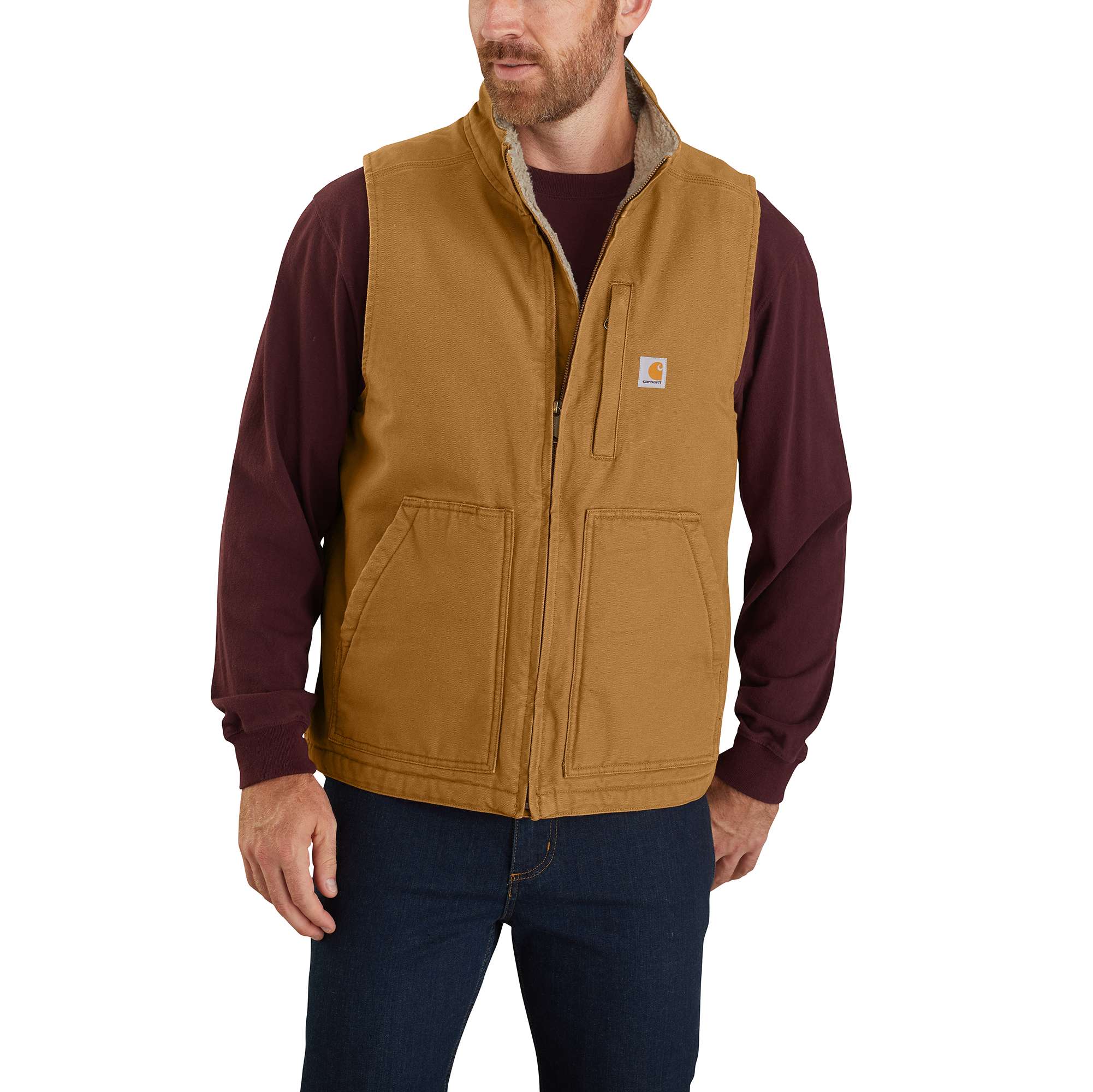 LOOSE FIT WASHED DUCK SHERPA LINED MOCK NECK VEST Carhartt