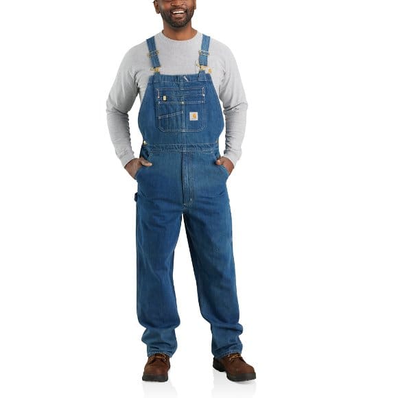 Mens Relaxed Fit Denim Dungarees Stonewash Basic Overalls MENSVALUESW 
