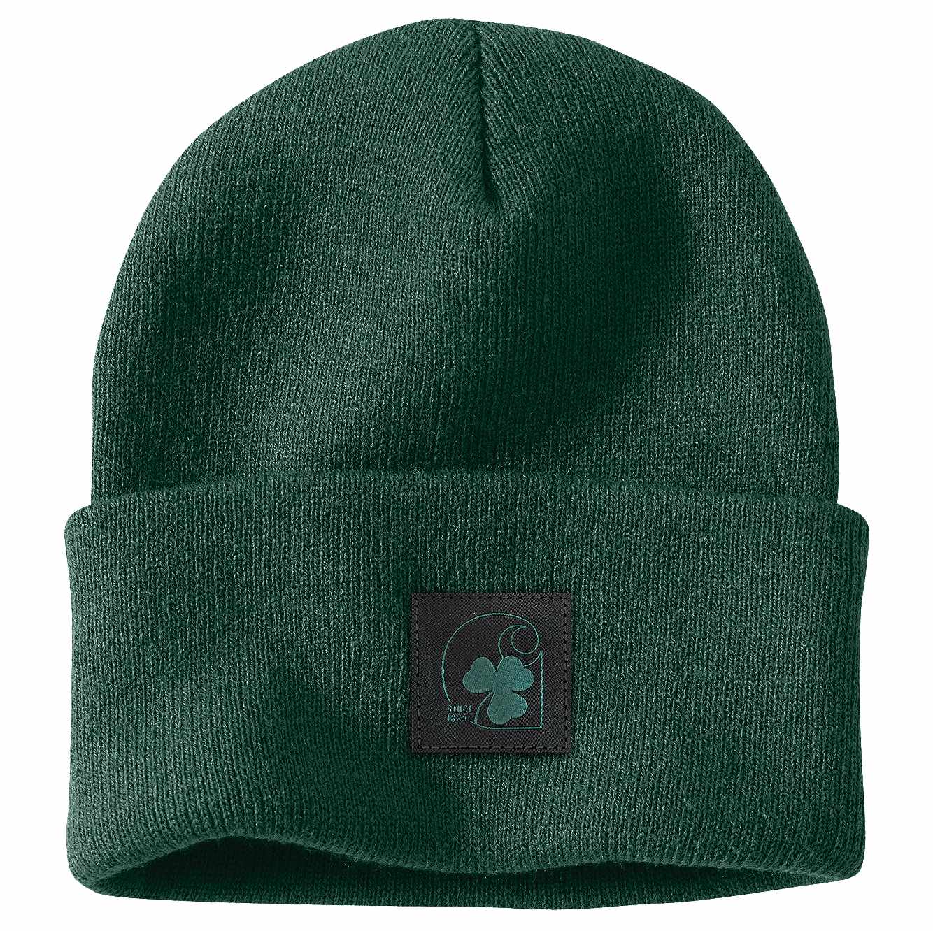 Picture of KNIT SHAMROCK PATCH BEANIE