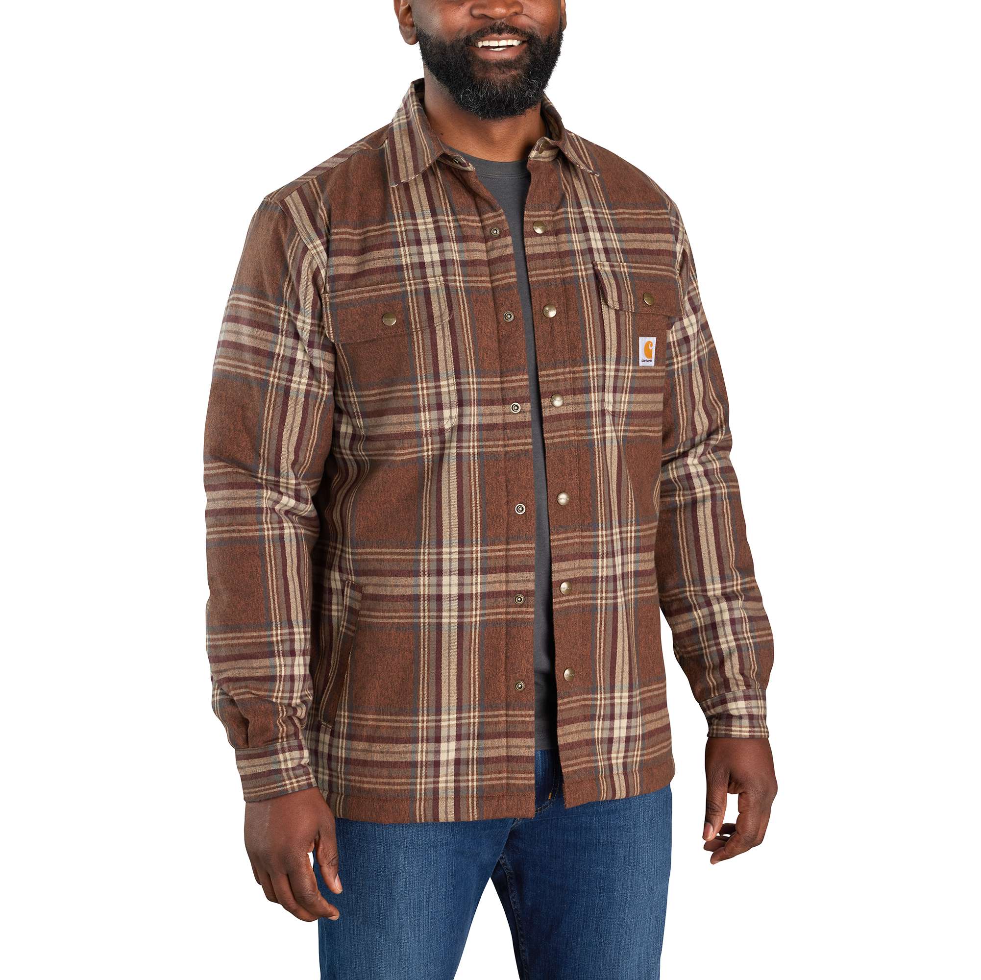 Carhartt Men's Flannel Fleece Lined Hooded Shirt Jac - Traditions