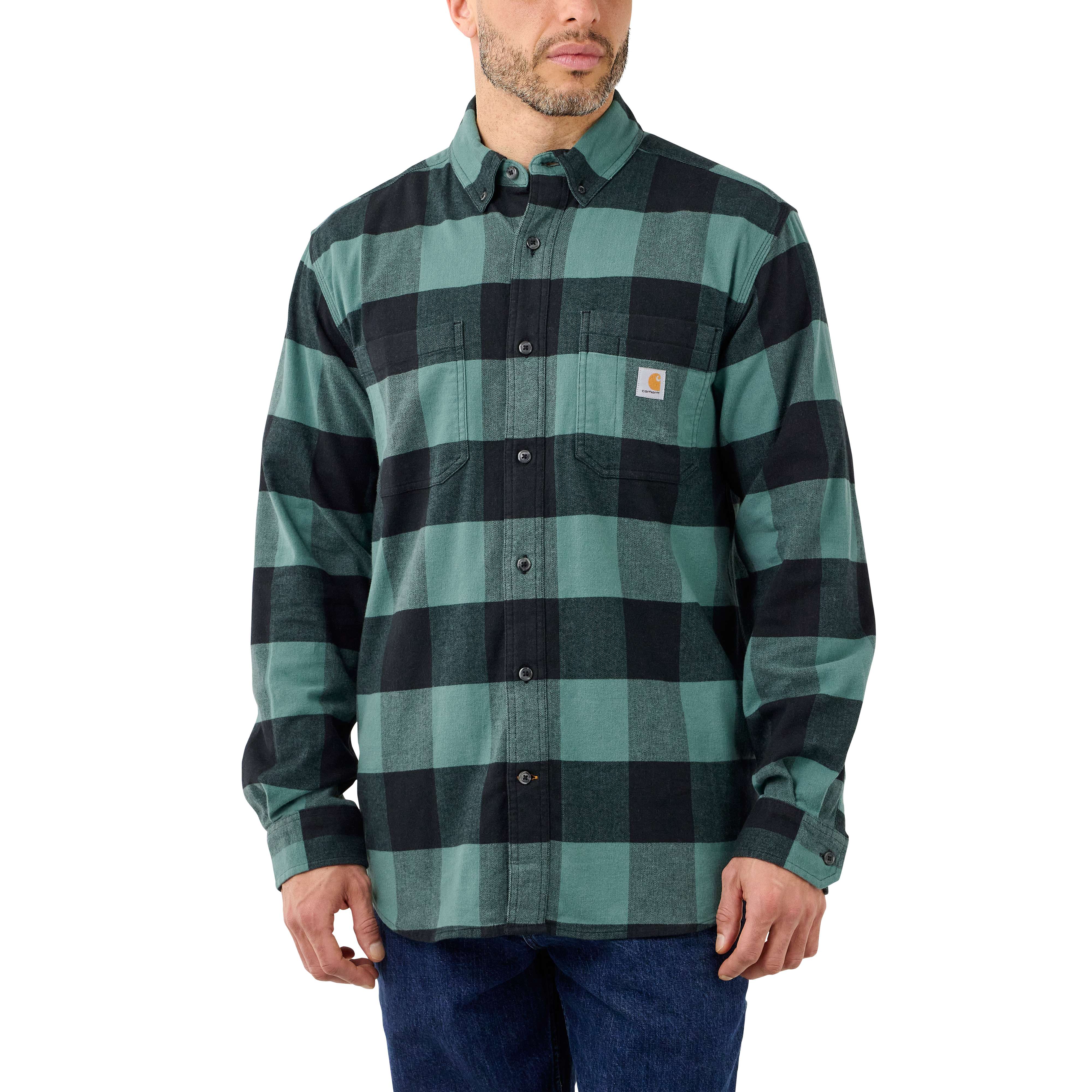 RUGGED FLEX RELAXED FIT MIDWEIGHT FLANNEL LONG SLEEVE PLAID SHIRT