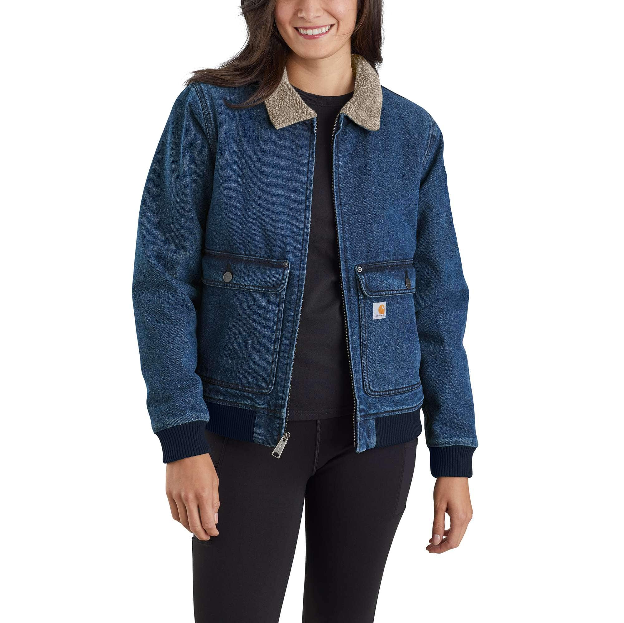 RUGGED FLEX RELAXED FIT DENIM SHERPA LINED JACKET Carhartt