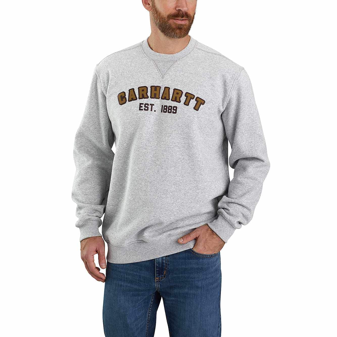 Carhartt Womens Relaxed Fit Midweight Crewneck Block Logo Sleeve Graphic Sweatshirt