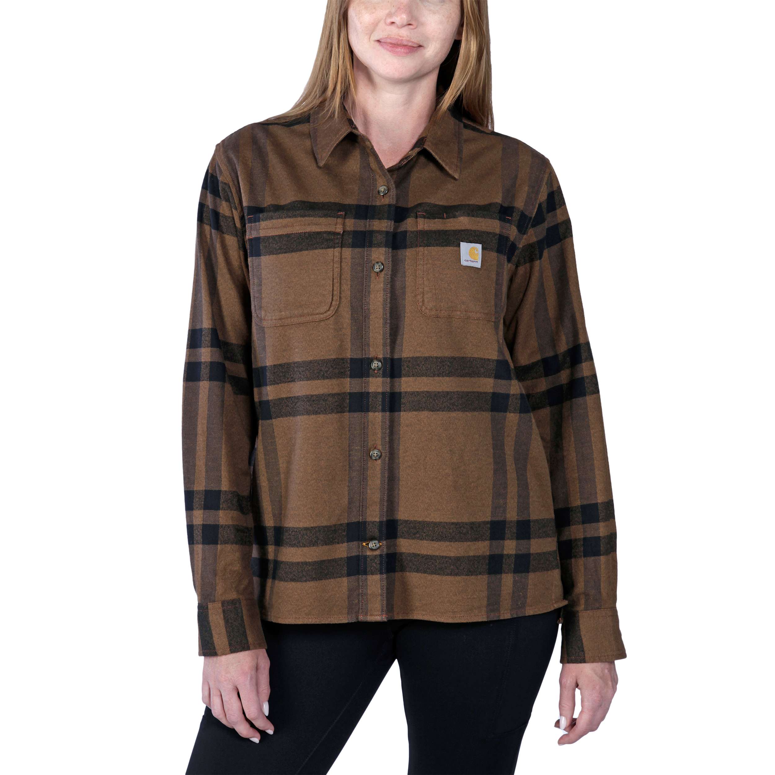 RUGGED FLEX™ LOOSE FIT MIDWEIGHT FLANNEL LONG-SLEEVE PLAID SHIRT