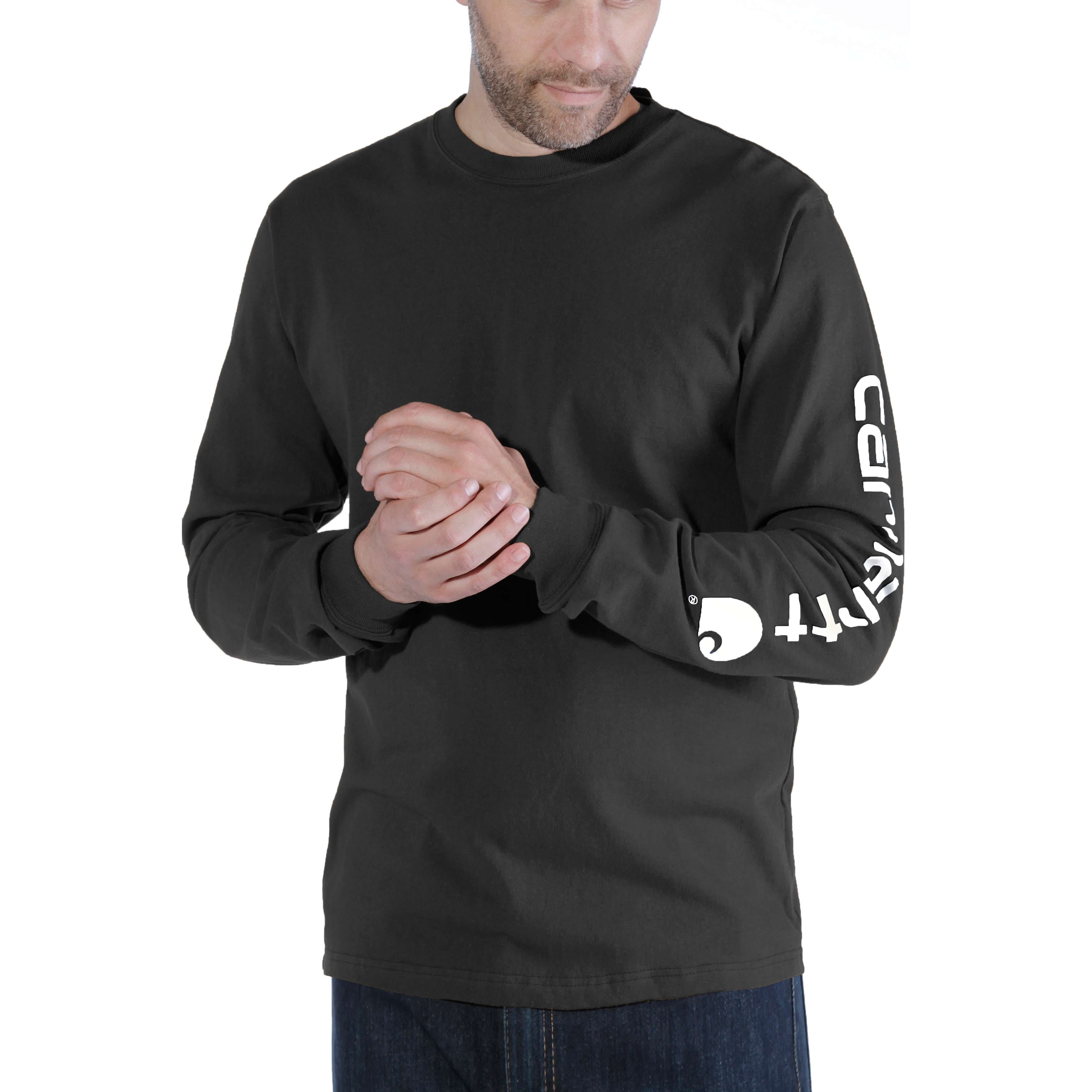 Carhartt Cotton Wk231 Workwear Sleeve Logo Long-Sleeve T-Shirt | Black | Large