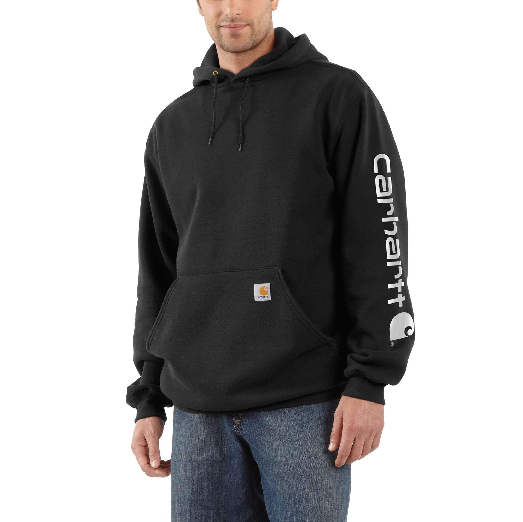 Carhartt midweight hooded shop logo sleeve sweatshirt