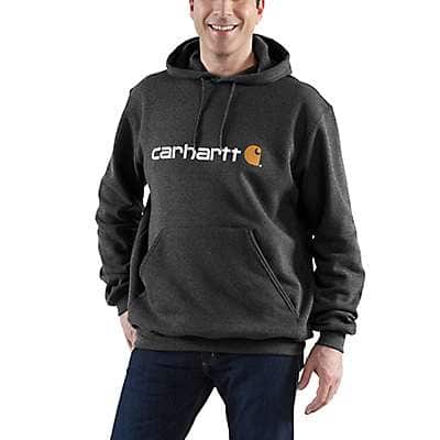 Carhartt Men's Heather Gray Loose Fit Midweight Logo Graphic Hoodie
