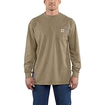 Carhartt Men's Light Gray Flame-Resistant Force Cotton Long-Sleeve T-Shirt
