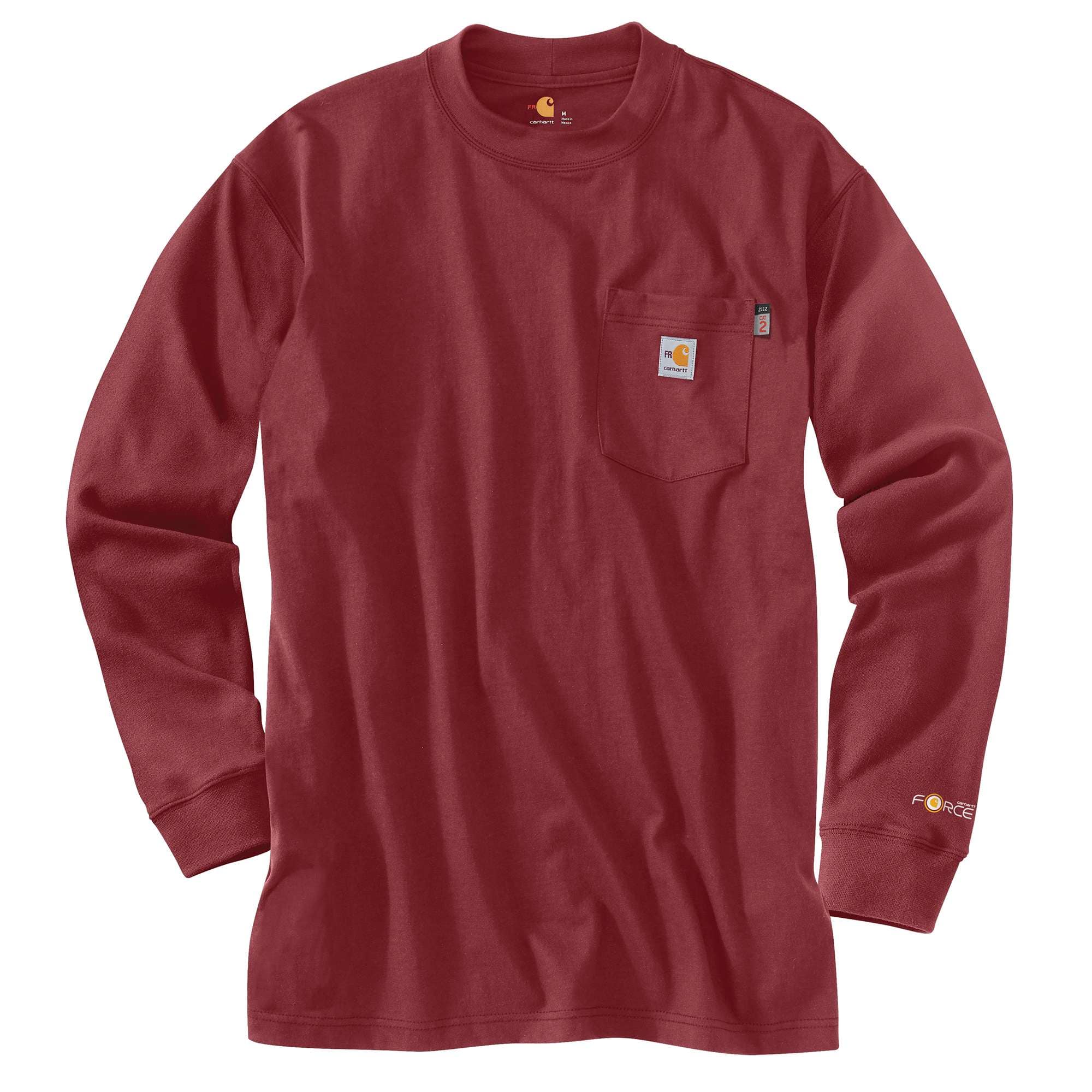 Carhartt Men's Cotton Fr Force Dearborn Loose Ls T-Shirt | Dark Barn Red | 2XL