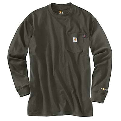 Carhartt Men's Olive Flame-Resistant Force Cotton Long-Sleeve T-Shirt