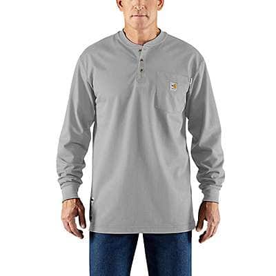 Carhartt Men's Light Gray Flame-Resistant Carhartt Force® Cotton Long-Sleeve Henley