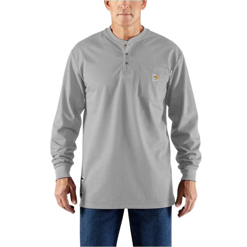 Carhartt Men's Flame-Resistant Force Cotton Long Sleeve T-Shirt, Light Gray