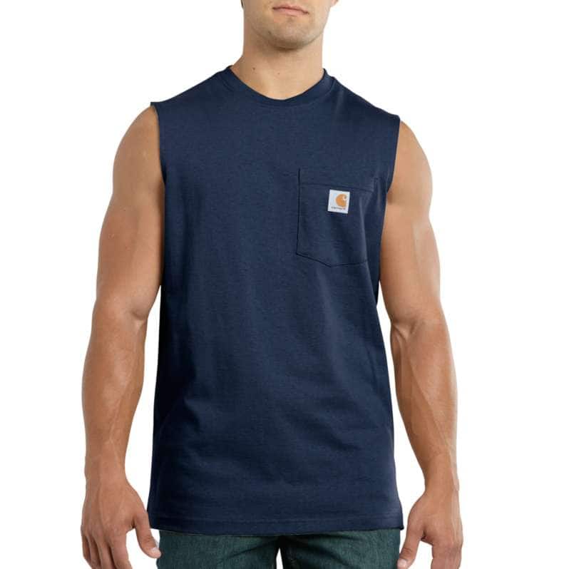 Carhartt  Navy Relaxed Fit Heavyweight Sleeveless Pocket T-Shirt