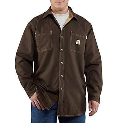 Carhartt Men's Dark Brown Flame-Resistant Canvas Shirt Jac