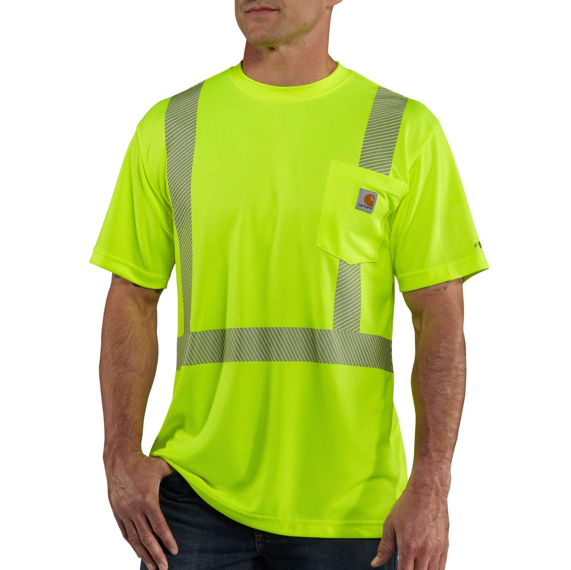 Hi Vis Crew Neck Short Sleeve Safety Tee Shirt with Chest Pocket –  Forcefield Canada - Hi Vis Workwear and Safety Gloves