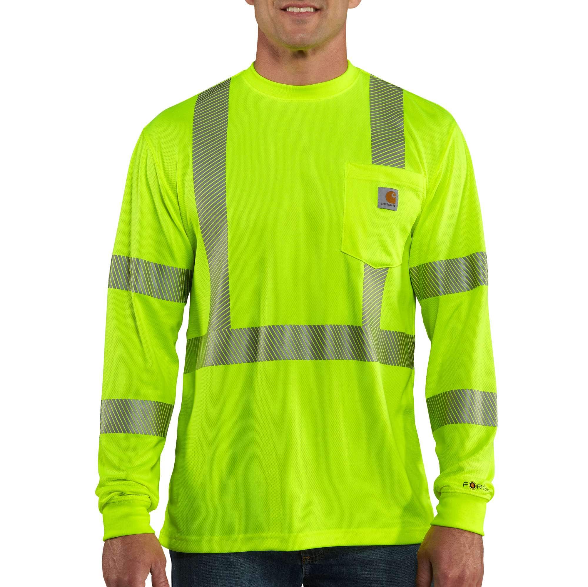 Carhartt Men's Force High-Visibility Long-Sleeve Class 3 T-Shirt, Brite Lime
