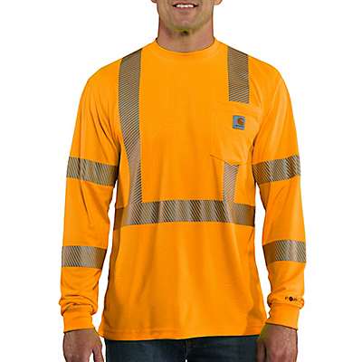 Carhartt Men's Brite Orange Force High-Visibility Long-Sleeve Class 3 T-Shirt