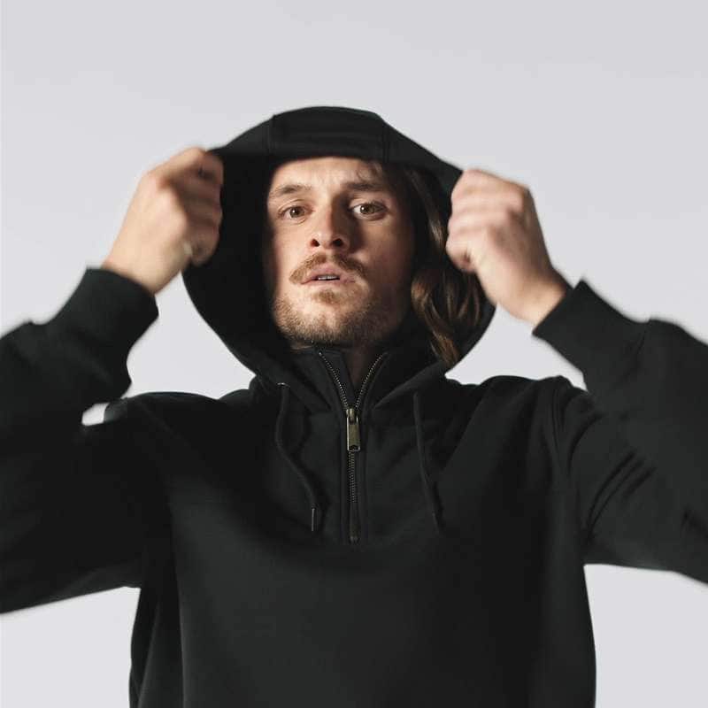Loose Fit Midweight Quarter-Zip Mock-Neck Sweatshirt