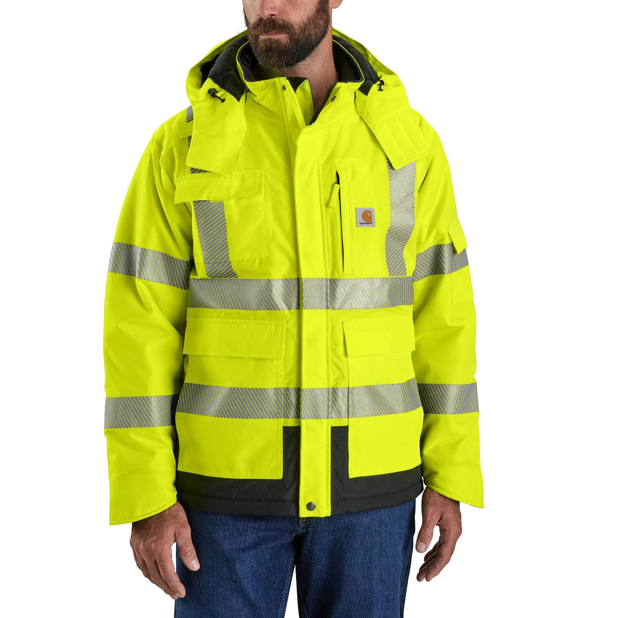 VENDACE Safety Jacket Hi Vis Reflective Winter Jackets for Men Polar Fleece Lining ANSI Class 1 High Visibility Jacket Hoodie(Navy,M)