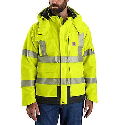 Carhartt Men's Brite Lime High-Visibility Waterproof Class 3 Sherwood Jacket - 4 Extreme Warmth Rating