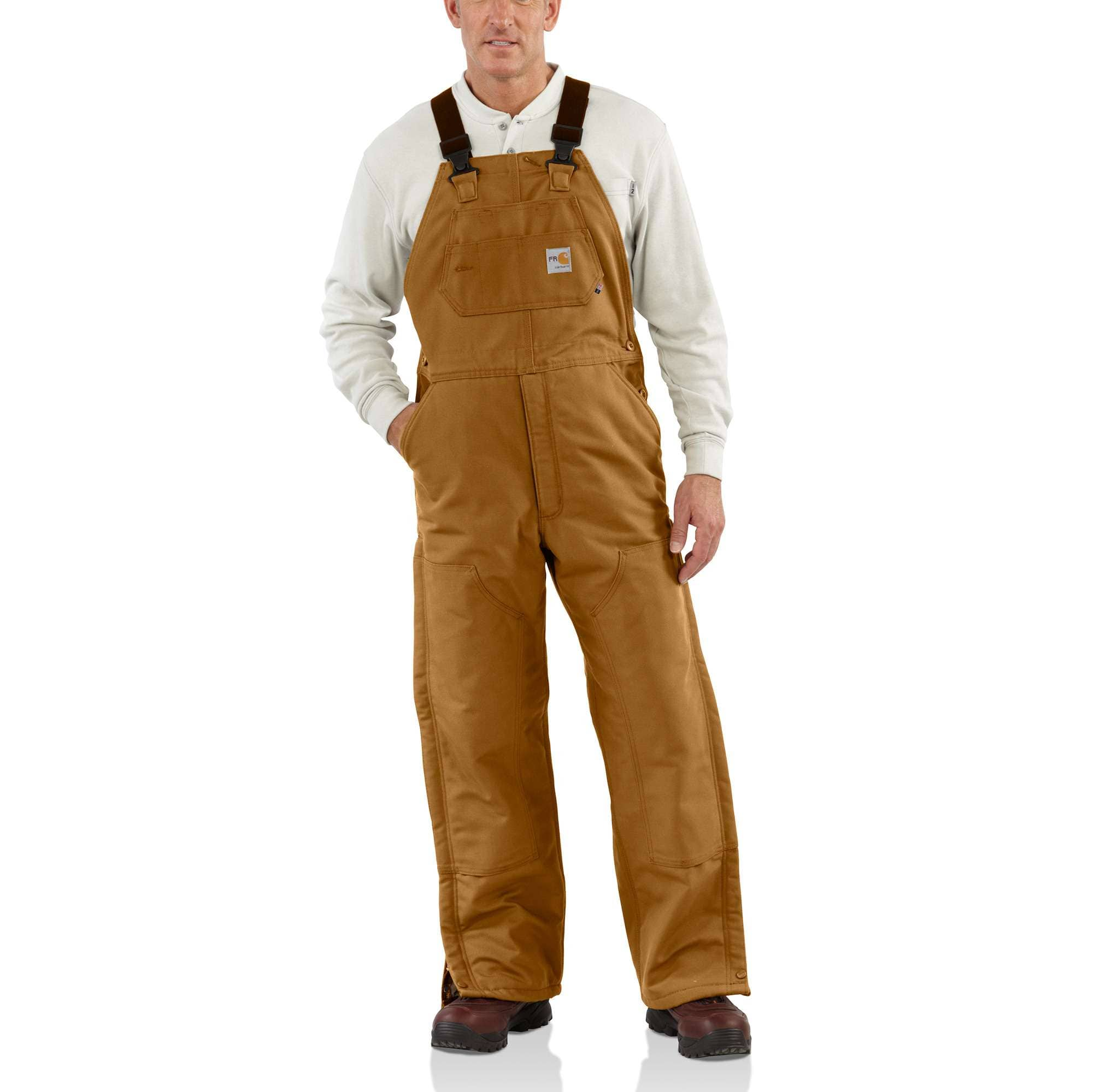 Carhartt Men's Brown Quilt Lined Zip to Thigh Bib Overalls