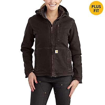 Carhartt Women's Dark Brown/Shadow Women's Full Swing® Loose Fit Washed Duck Sherpa-Lined Jacket