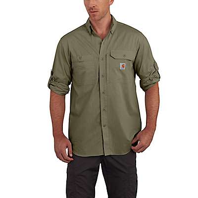 Carhartt Men's Burnt Olive Carhartt Force® Ridgefield Solid Long Sleeve Shirt