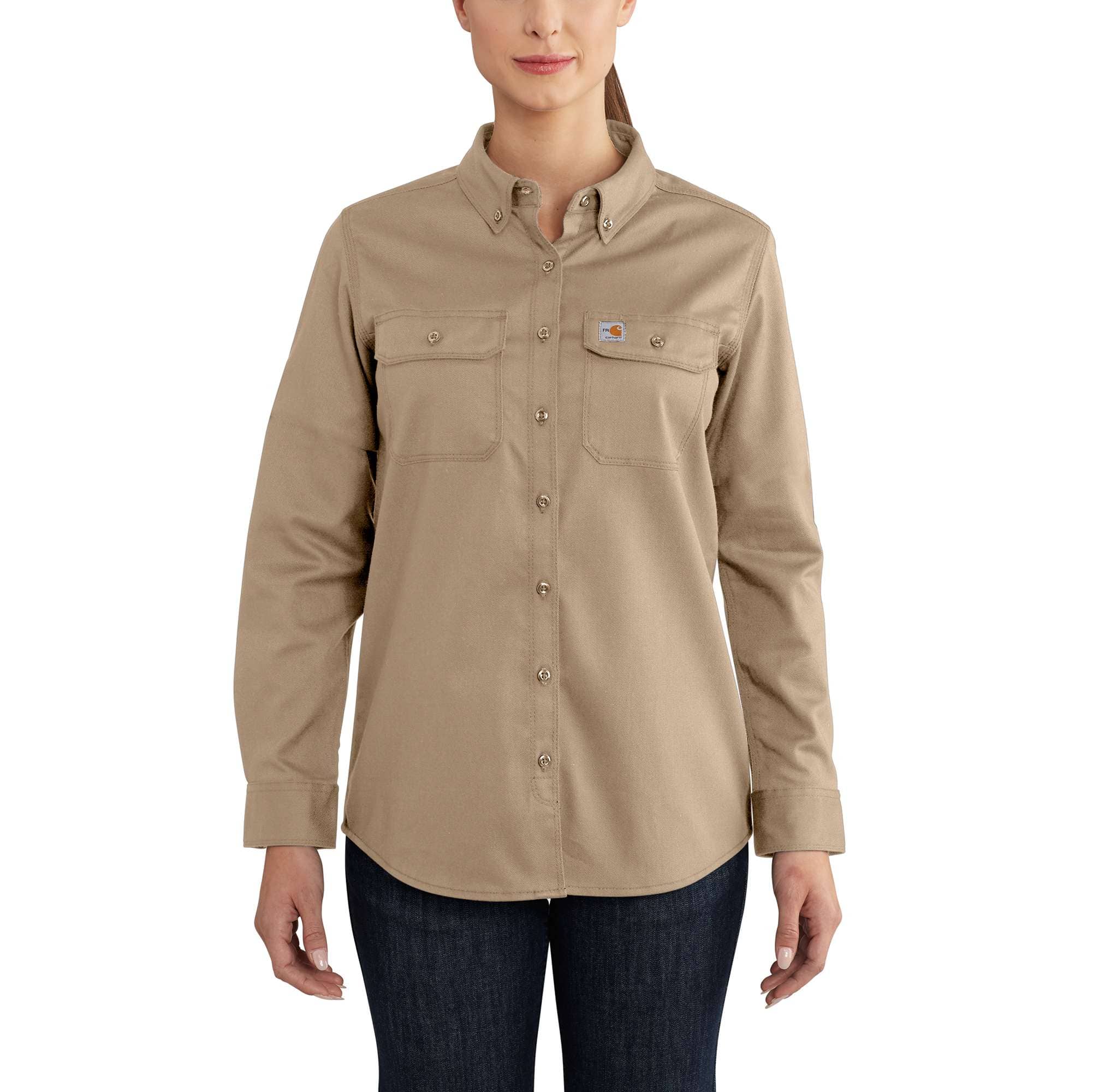 Women's Rugged Flex Loose Fit Canvas Shirt Jacket - Sable - Ramsey