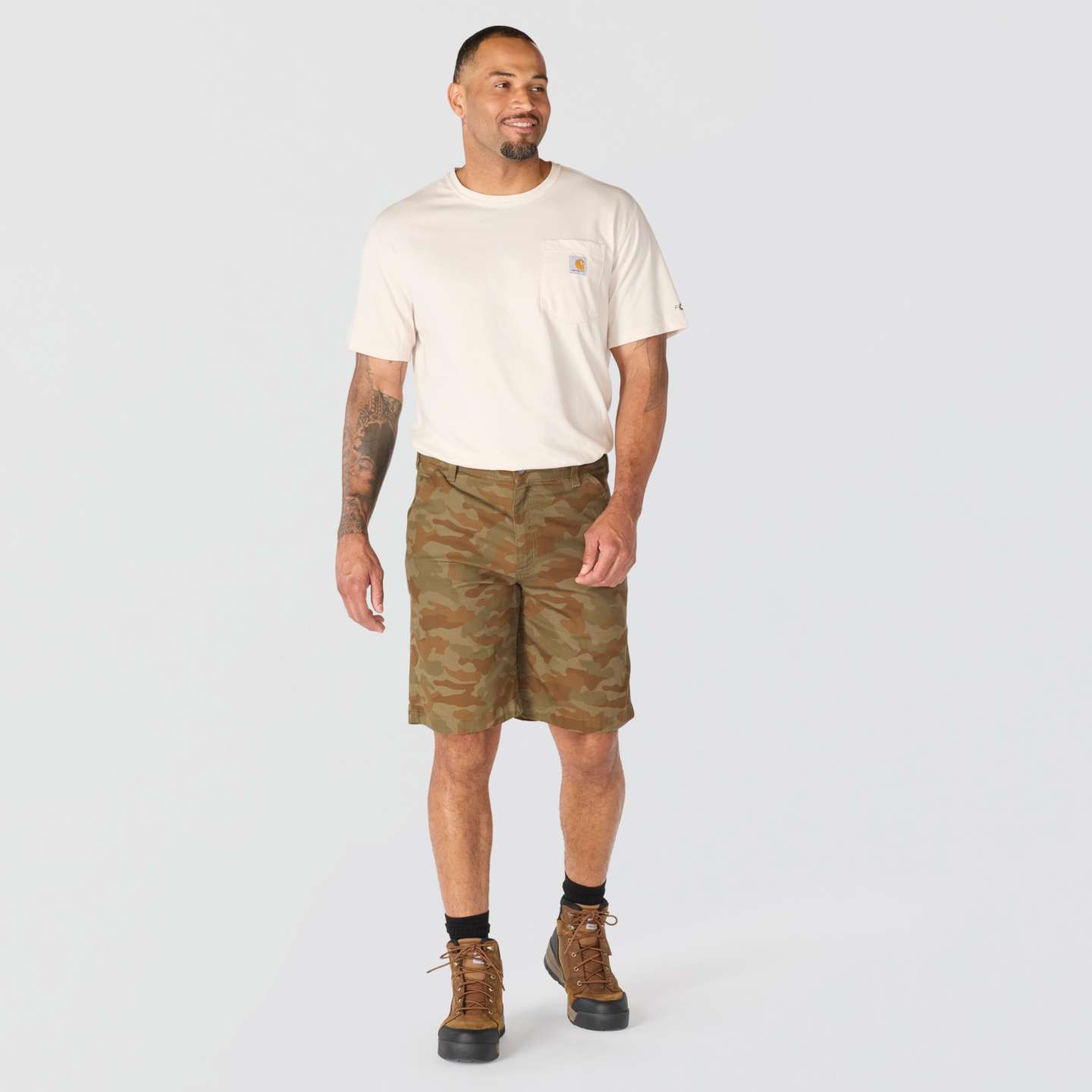 Мужские шорты Carhartt Relaxed 10" Rigby Dungaree Short, цвет: Армейский зелёный камуфляжный — фото 4