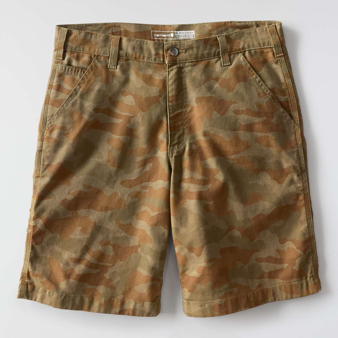 Мужские шорты Carhartt Relaxed 10" Rigby Dungaree Short, цвет: Армейский зелёный камуфляжный — фото 10