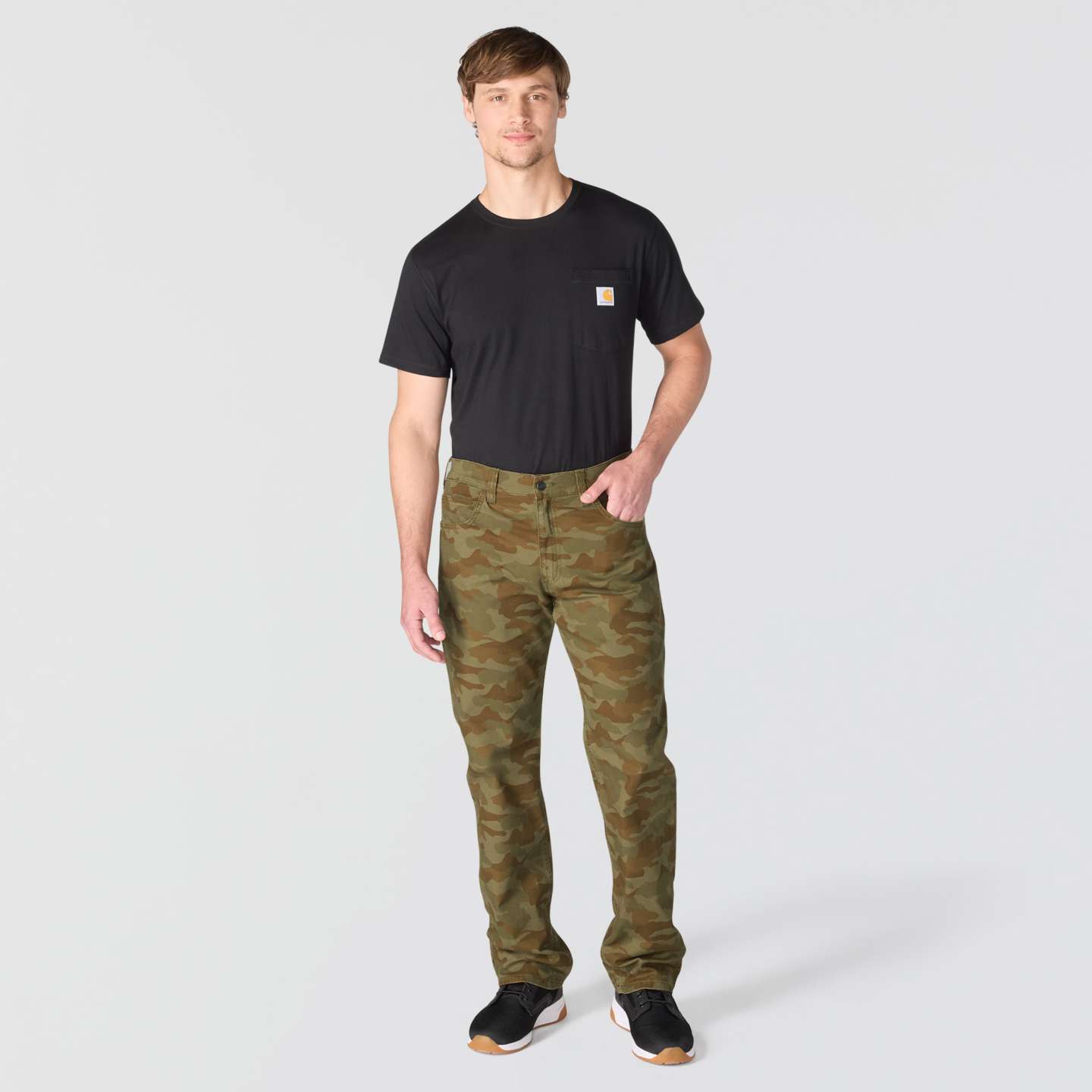 Мужские брюки Carhartt Relaxed Straight Rigby Pant, цвет: Армейский зелёный камуфляжный — фото 4
