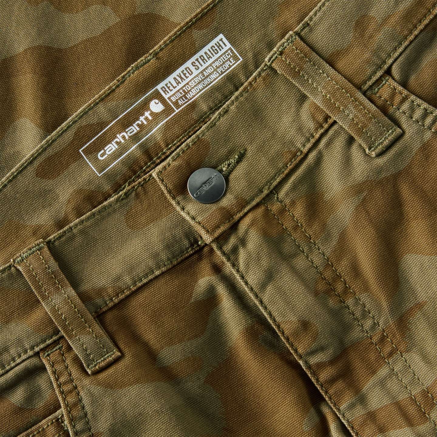 Мужские брюки Carhartt Relaxed Straight Rigby Pant, цвет: Армейский зелёный камуфляжный — фото 8