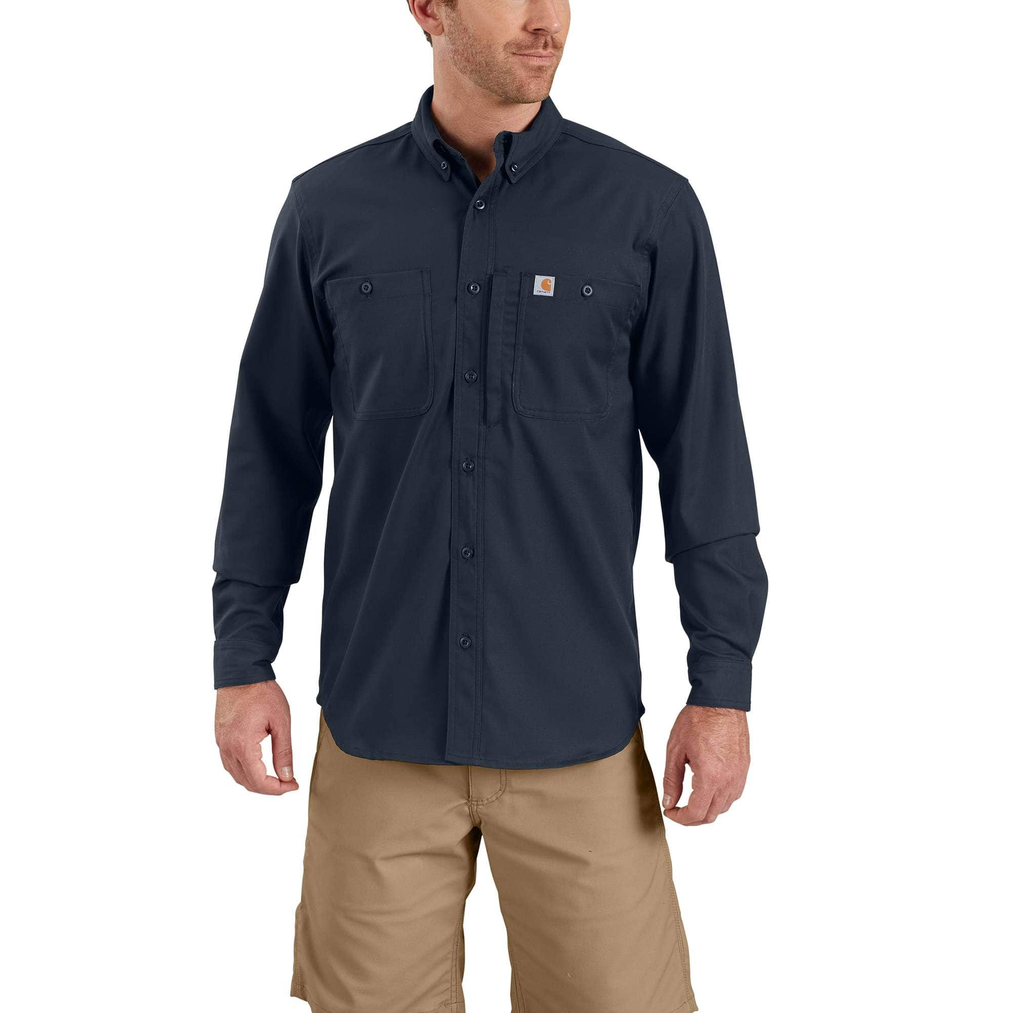 Dark Khaki Carhartt Men's Rugged Professional Series Short-Sleeve Shirt