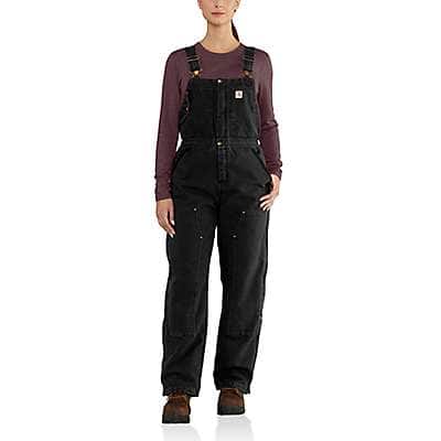 Carhartt Women's Black Women's Loose Fit Weathered Duck Insulated Bib Overall