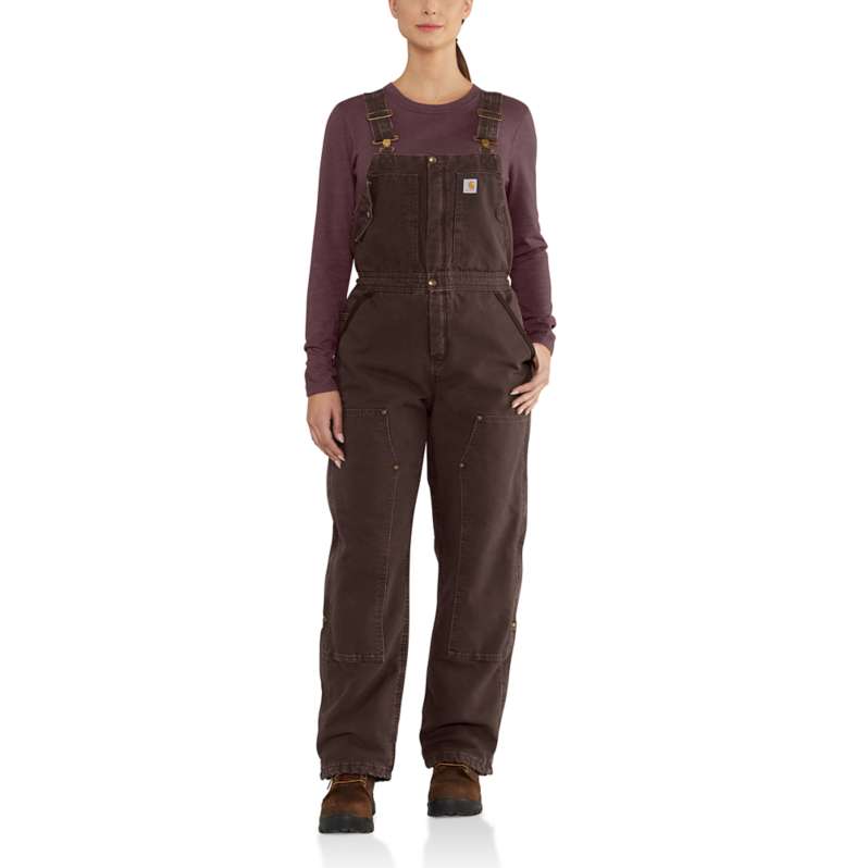 Carhartt  Dark Brown Women's Loose Fit Weathered Duck Insulated Bib Overall