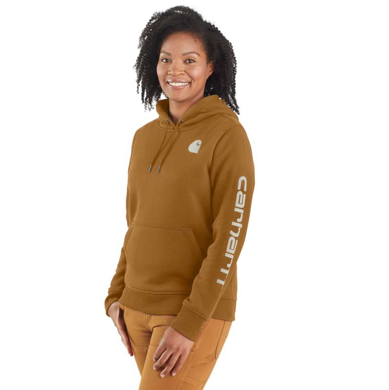 Women's Relaxed Fit Midweight Logo Sleeve Graphic Sweatshirt - Malt/Carhartt Brown