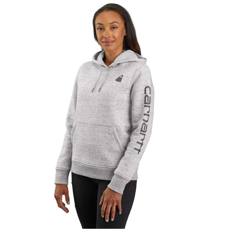 Carhartt  Asphalt Heather Nep Women's Relaxed Fit Midweight Logo Sleeve Graphic Hoodie