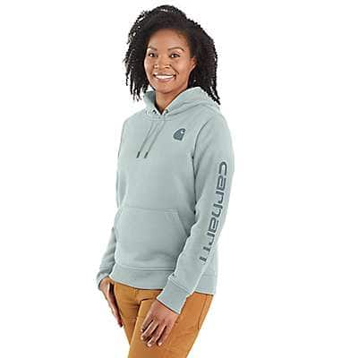 Carhartt Women's Blackberry Heather Women's Relaxed Fit Midweight Logo Sleeve Graphic Hoodie