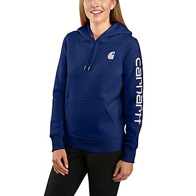 Carhartt Women's Scout Blue Heather Relaxed Fit Midweight Logo Sleeve Graphic Sweatshirt