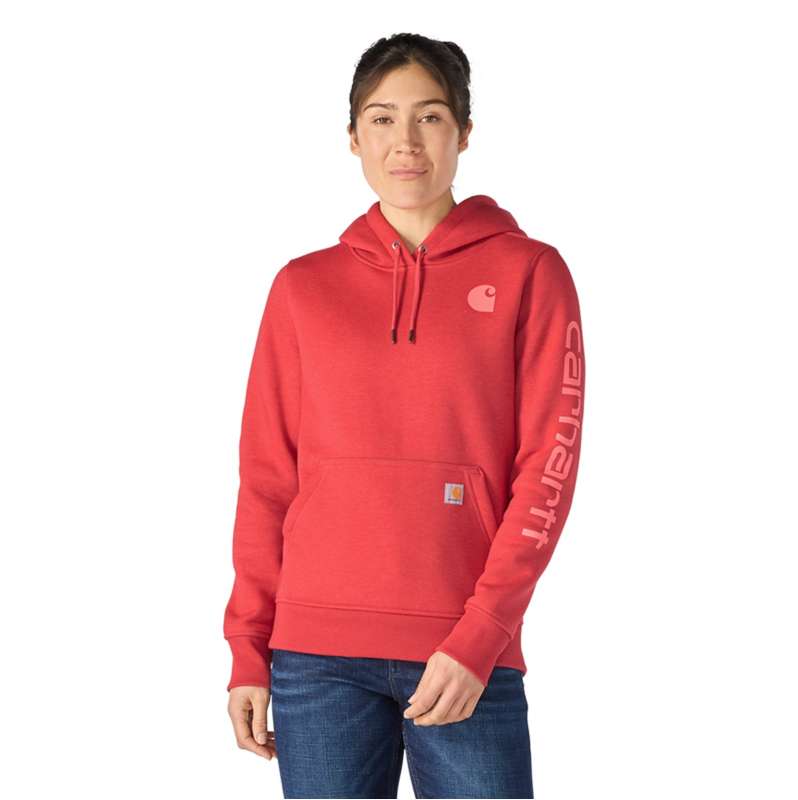 Carhartt  Deep Fire Coral Heather Women's Iconic Clarksburg Logo Sweatshirt