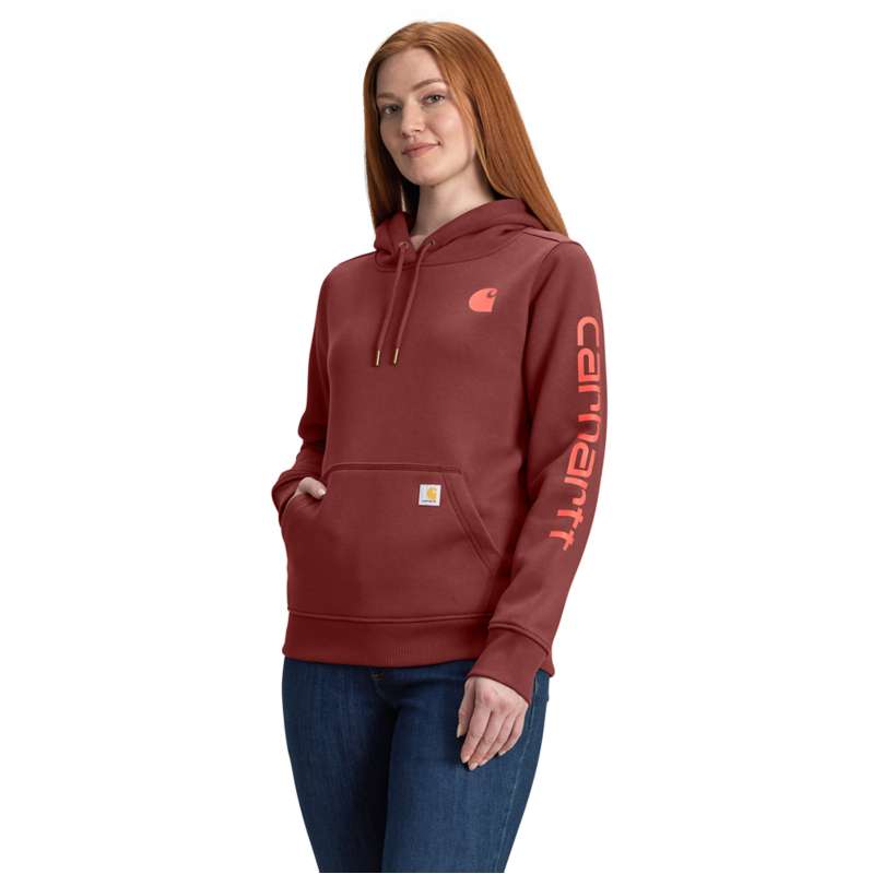 Carhartt  Barnwood Women's Relaxed Fit Midweight Logo Sleeve Graphic Hoodie