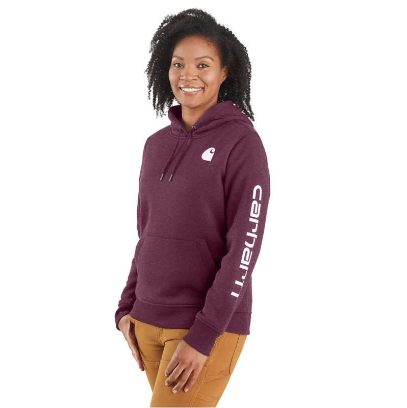 Carhartt  Blackberry Heather Women's Relaxed Fit Midweight Logo Sleeve Graphic Hoodie