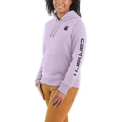 Carhartt Women's Currant Heather Women's Relaxed Fit Midweight Logo Sleeve Graphic Sweatshirt
