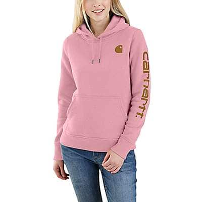Carhartt Women's Marine Blue Women's Relaxed Fit Midweight Logo Sleeve Graphic Hoodie