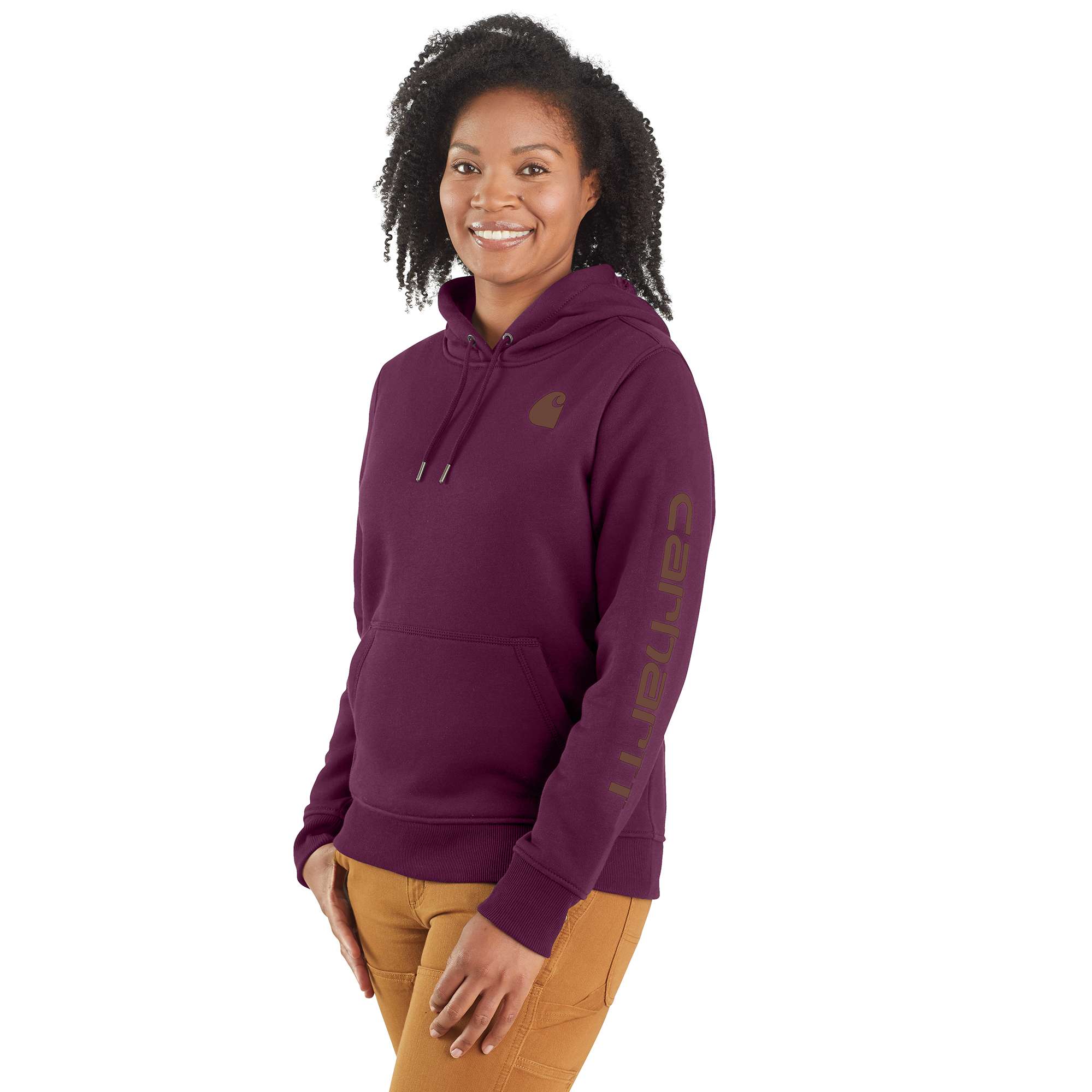 Additional thumbnail 1 of Women's Relaxed Fit Midweight Logo Sleeve Graphic Hoodie